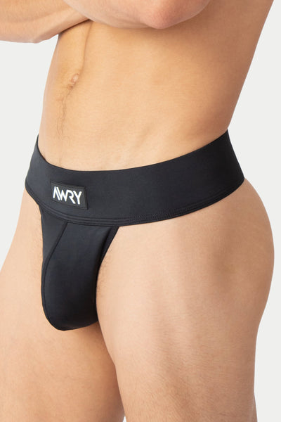 "Oops" THICK Swim Thong - Black