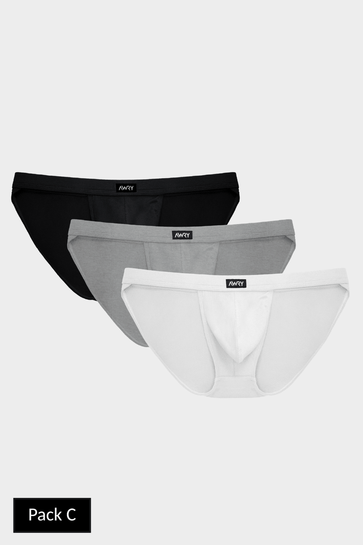 3 Pack RIBBED Tanga Briefs - AWRY