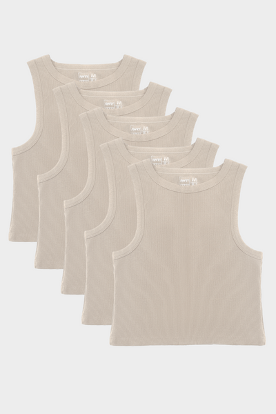 5 Pack Ribbed Crop Tank