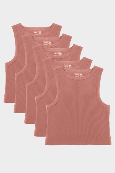 5 Pack Ribbed Crop Tank