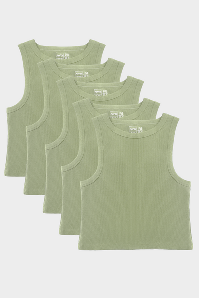 5 Pack Ribbed Crop Tank