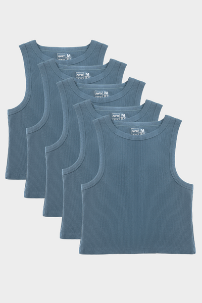 5 Pack Ribbed Crop Tank