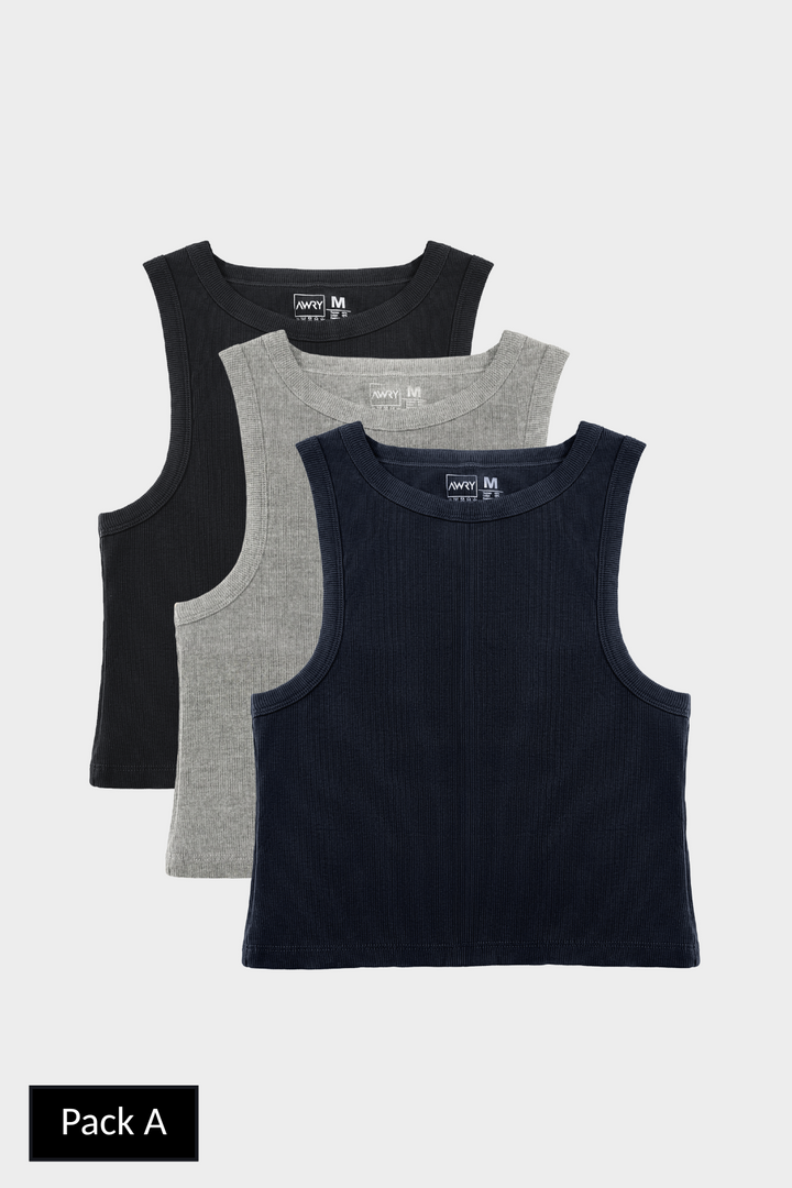 3 Pack RIBBED Crop Tank