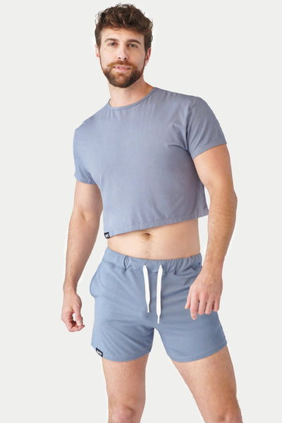 CLOUD Crop Tee - Steel Blue - AWRY