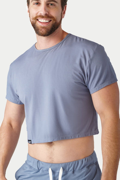 CLOUD Crop Tee - Steel Blue - AWRY
