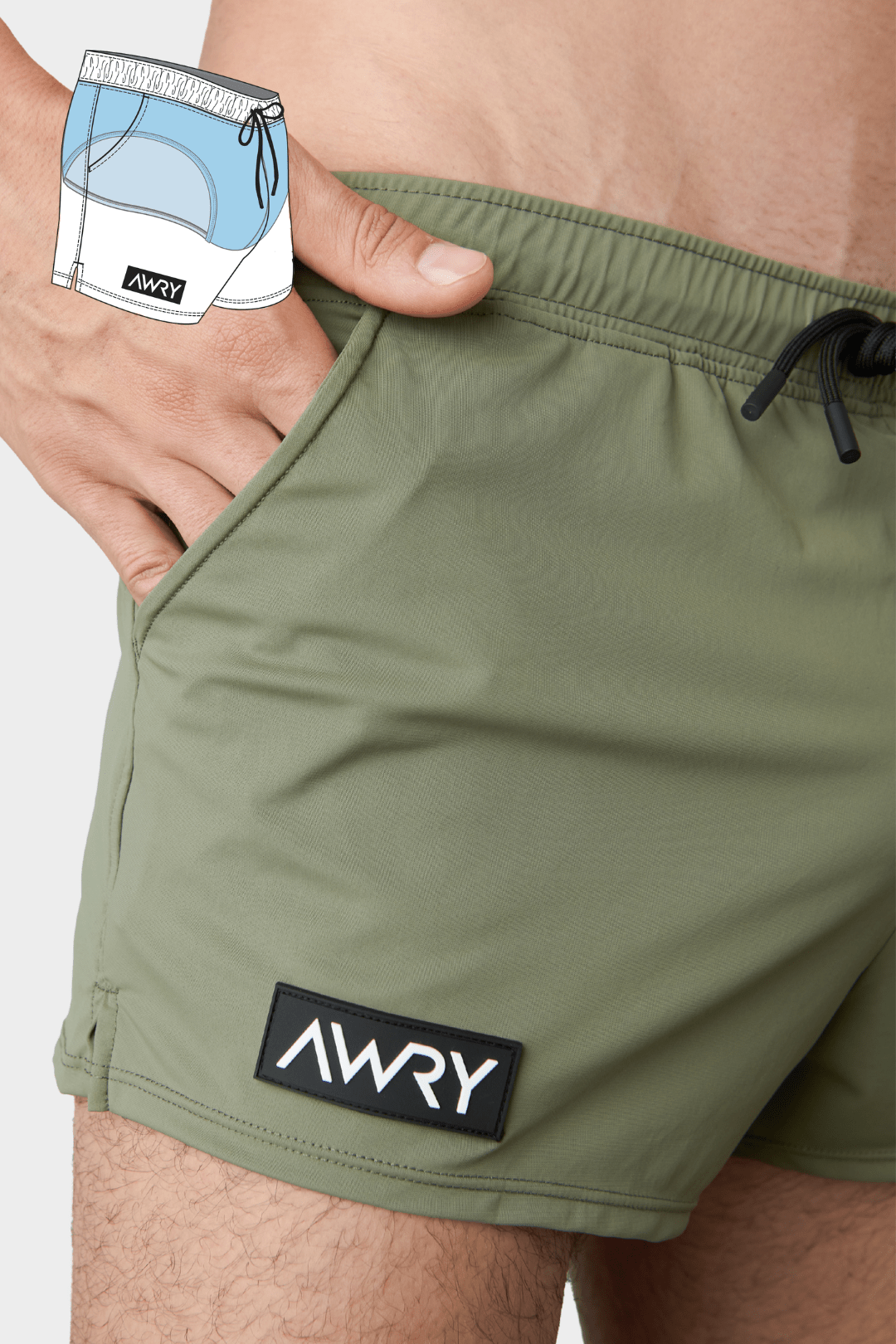 HYBRID Shorts - Moss Green - AWRY