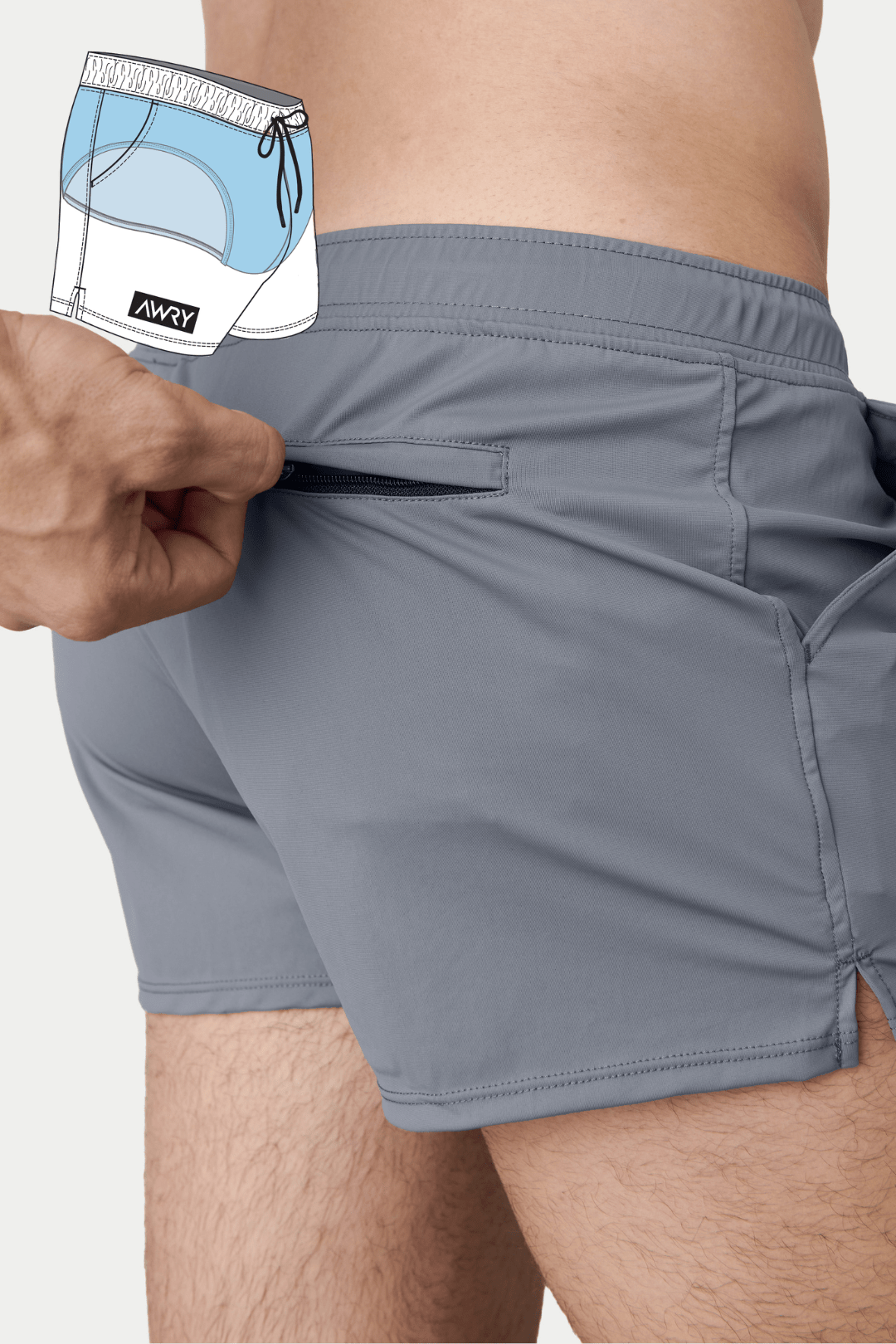 "Oops" HYBRID Shorts - Iron Gray - AWRY