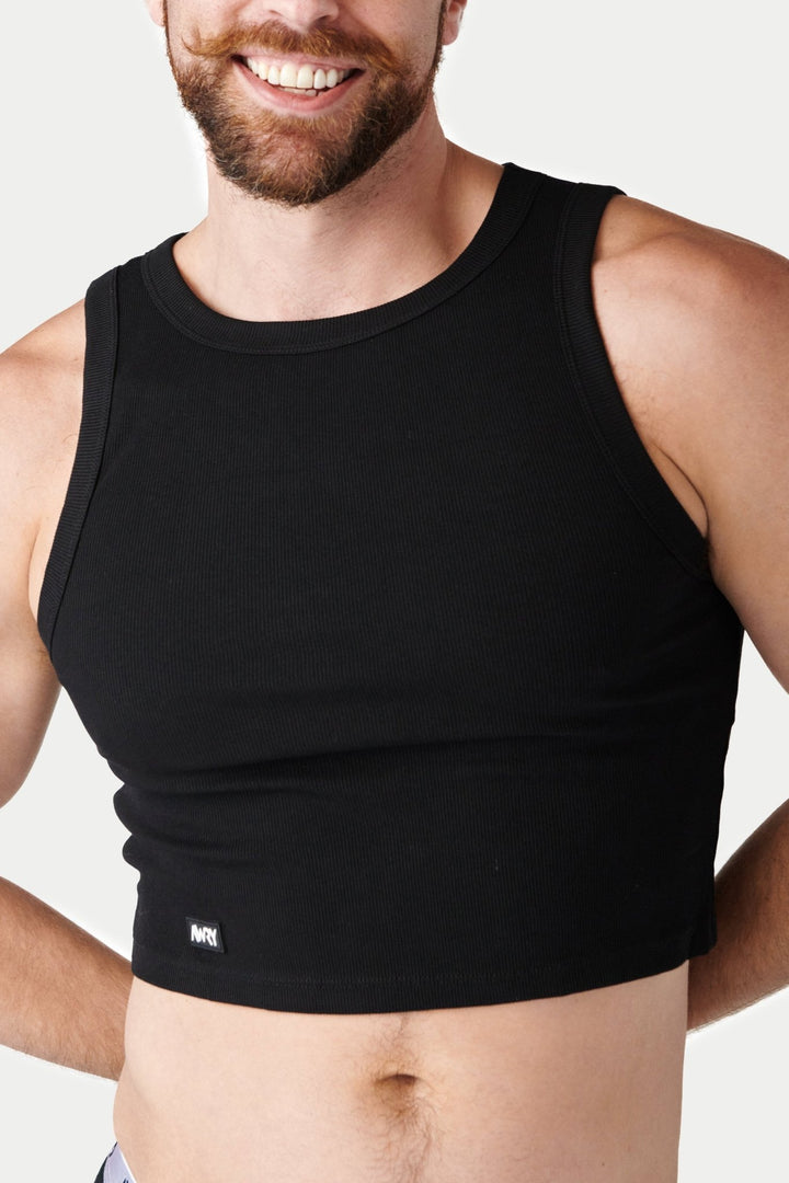 Ribbed Crop Tank - Black - AWRY