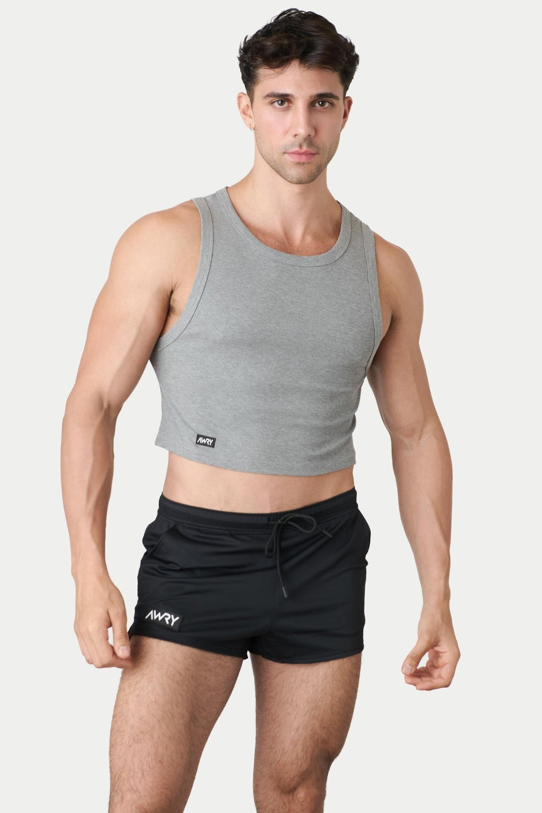 Ribbed Crop Tank - Heather Gray - AWRY