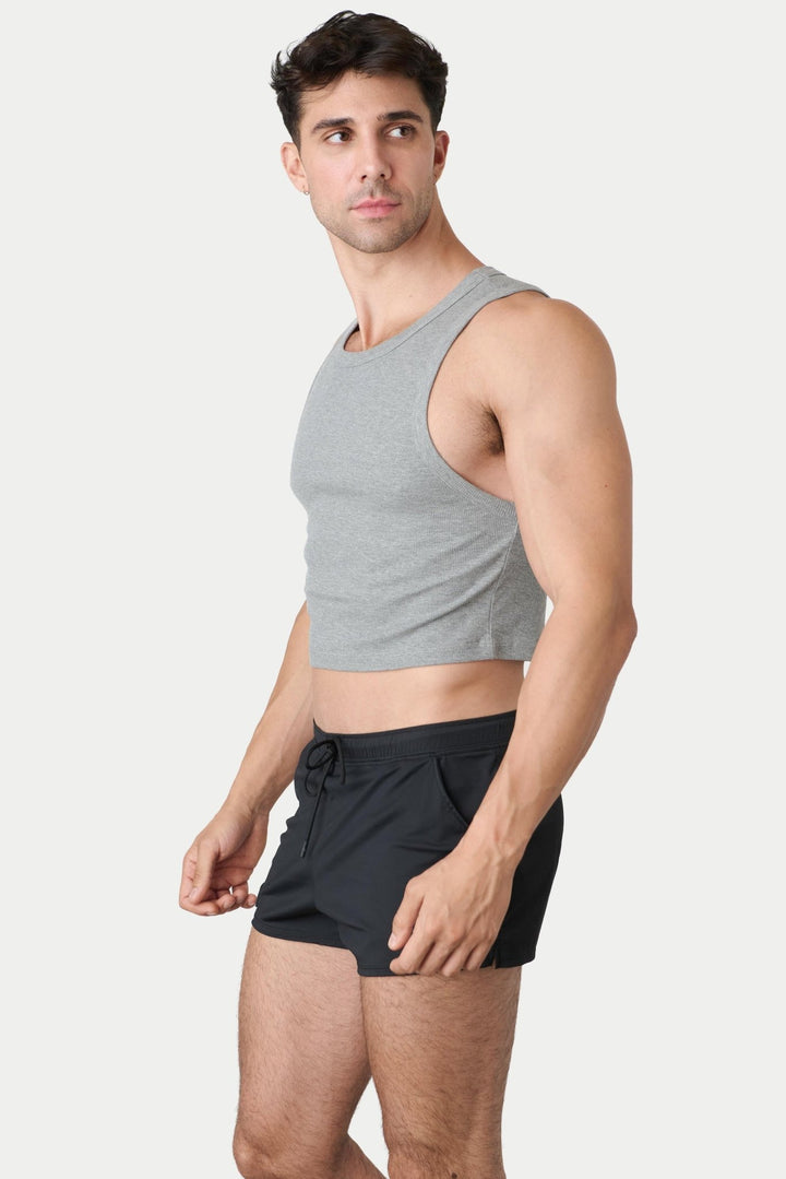 Ribbed Crop Tank - Heather Gray - AWRY