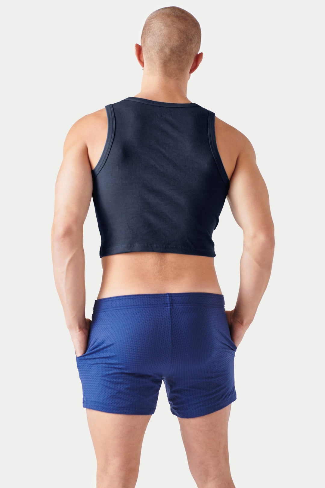 Ribbed Crop Tank - Navy - AWRY