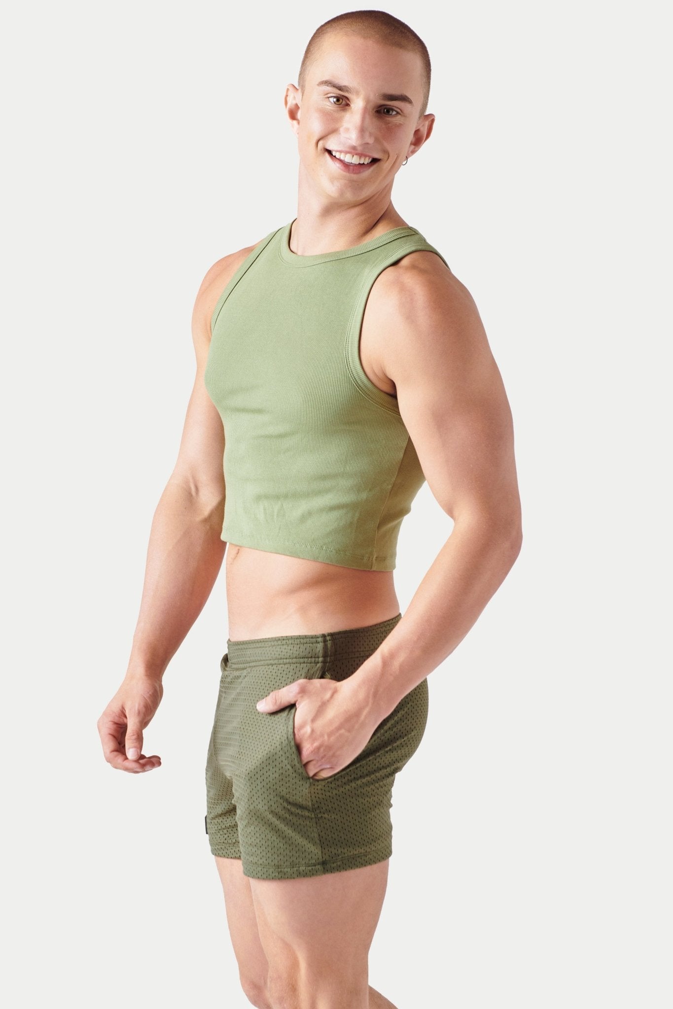 Ribbed Crop Tank - Spring Green - AWRY