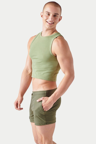Ribbed Crop Tank - Spring Green - AWRY
