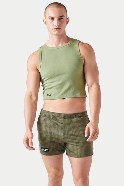 Ribbed Crop Tank - Spring Green - AWRY