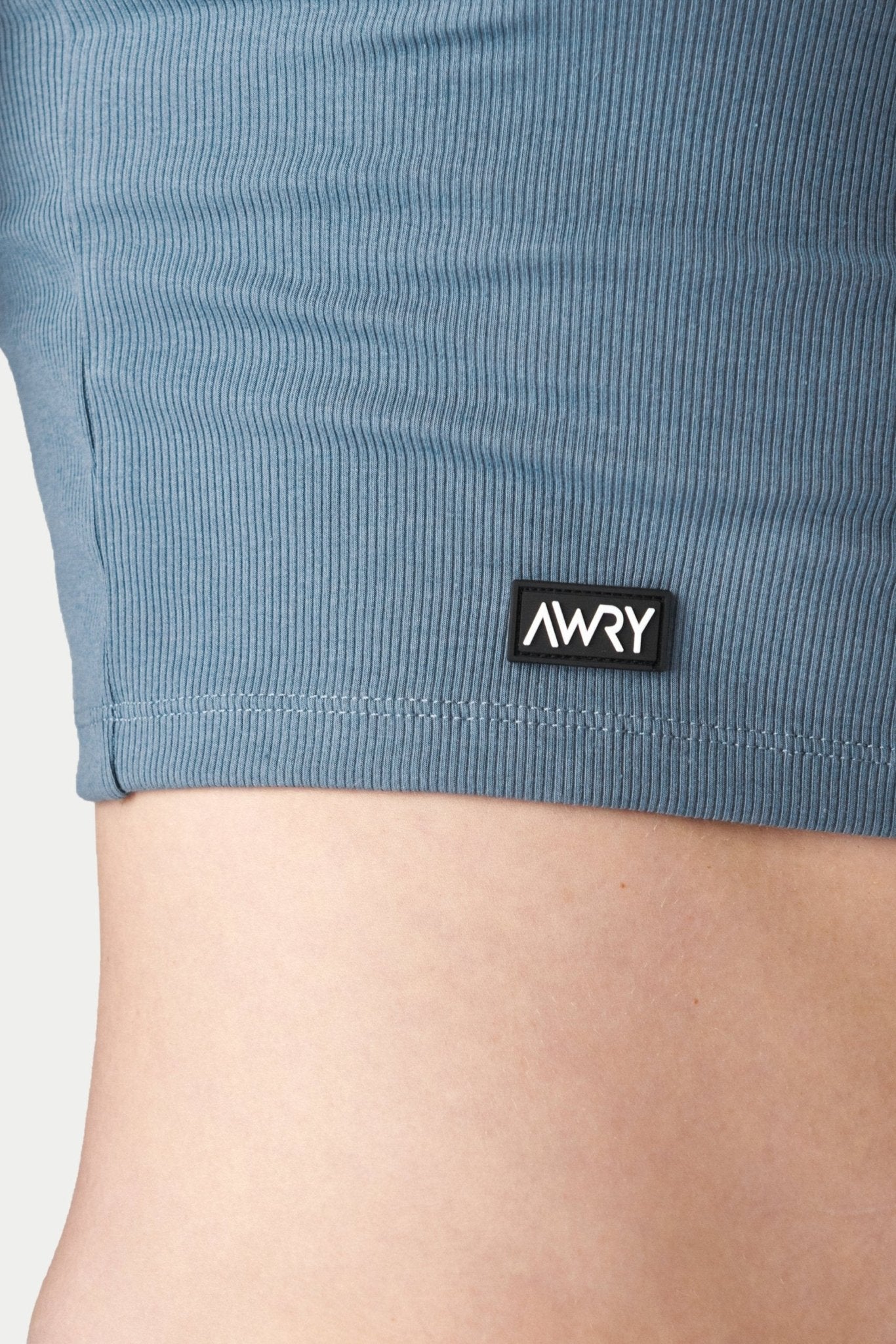 Ribbed Crop Tank - Steel Blue - AWRY