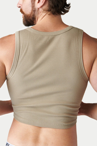 Ribbed Crop Tank - Taupe - AWRY