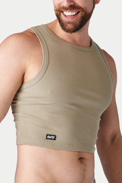 Ribbed Crop Tank - Taupe - AWRY