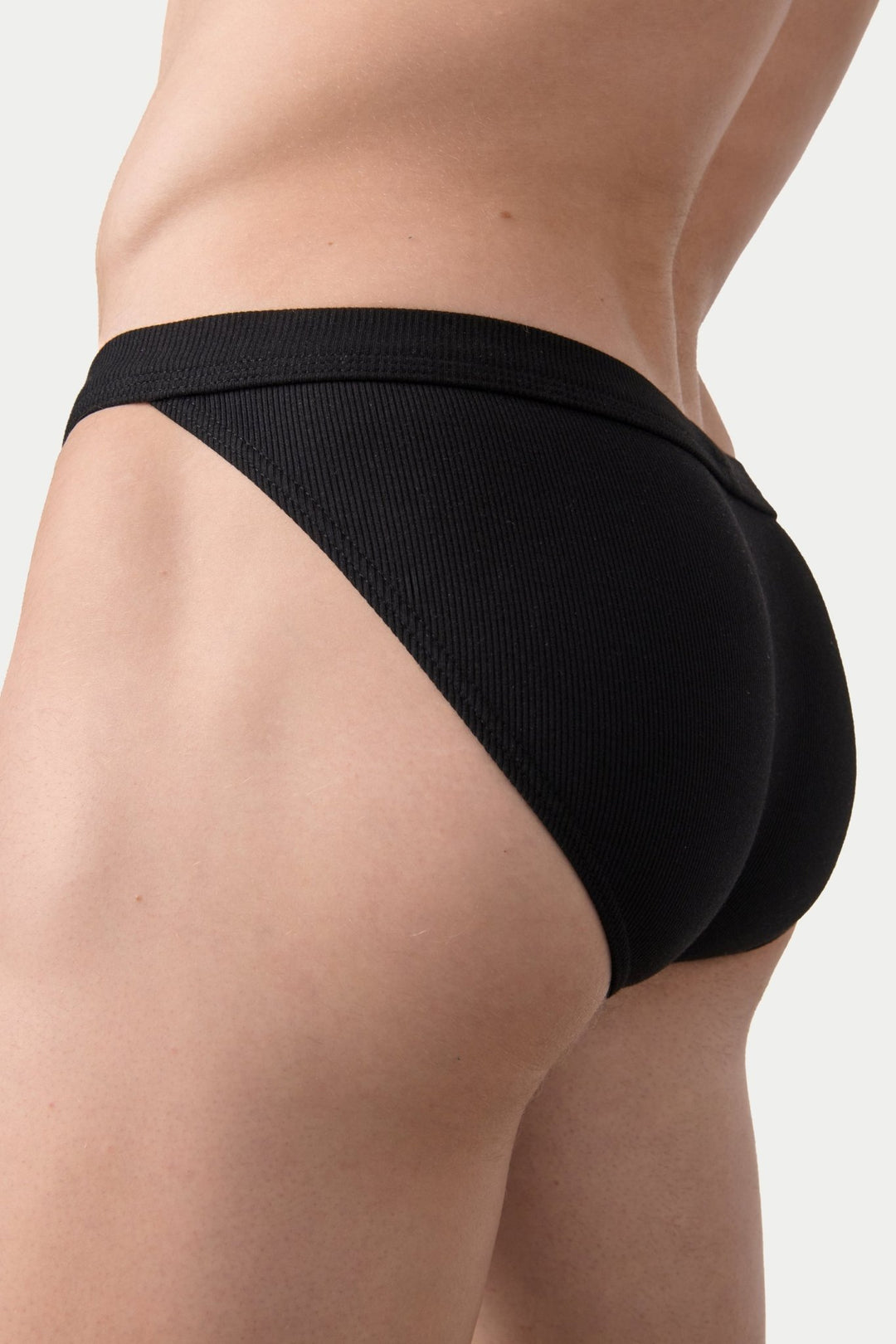 RIBBED Tanga Briefs - Black - AWRY