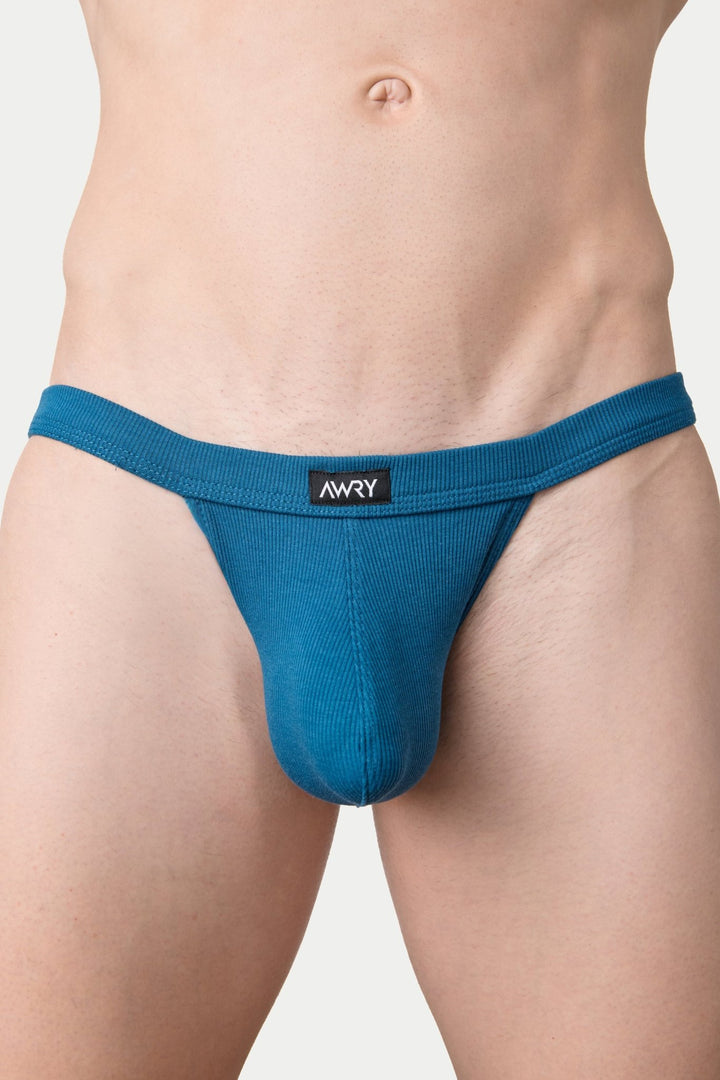 RIBBED Tanga Briefs - Blue - AWRY