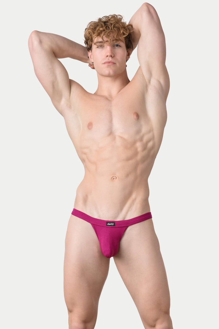 RIBBED Tanga Briefs - Raspberry - AWRY