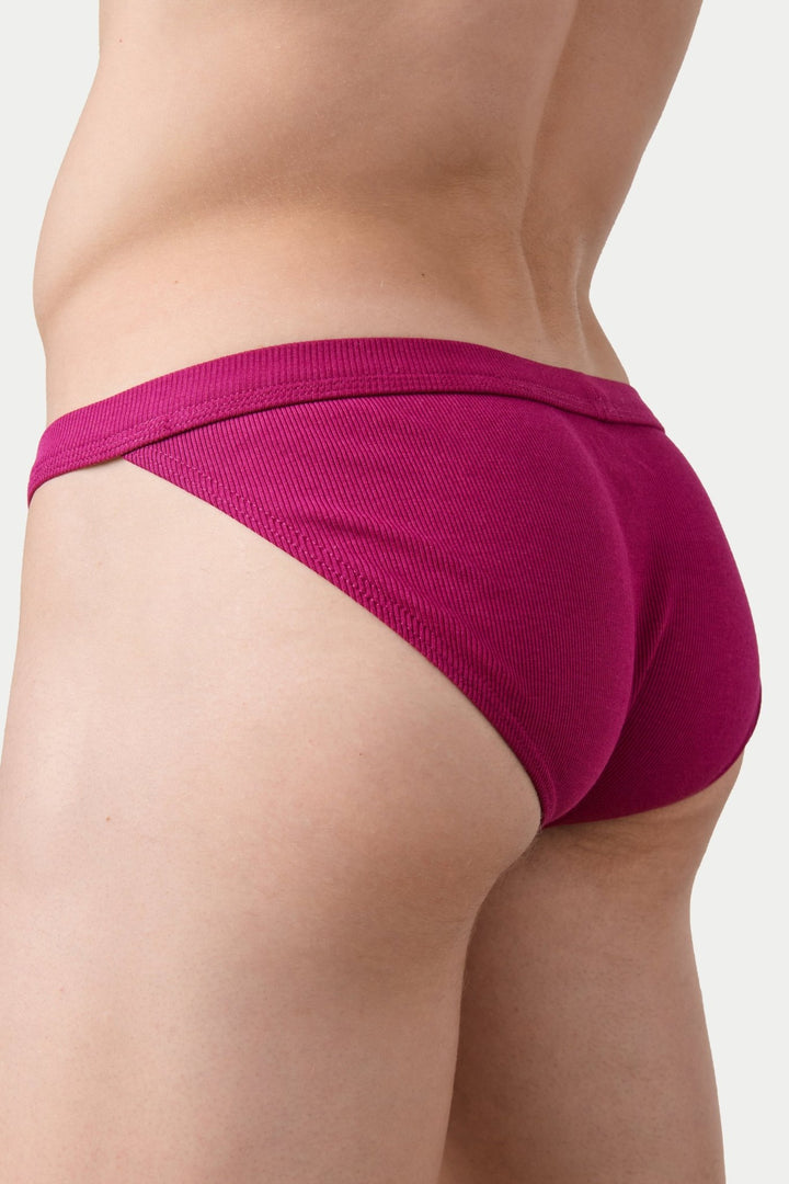 RIBBED Tanga Briefs - Raspberry - AWRY