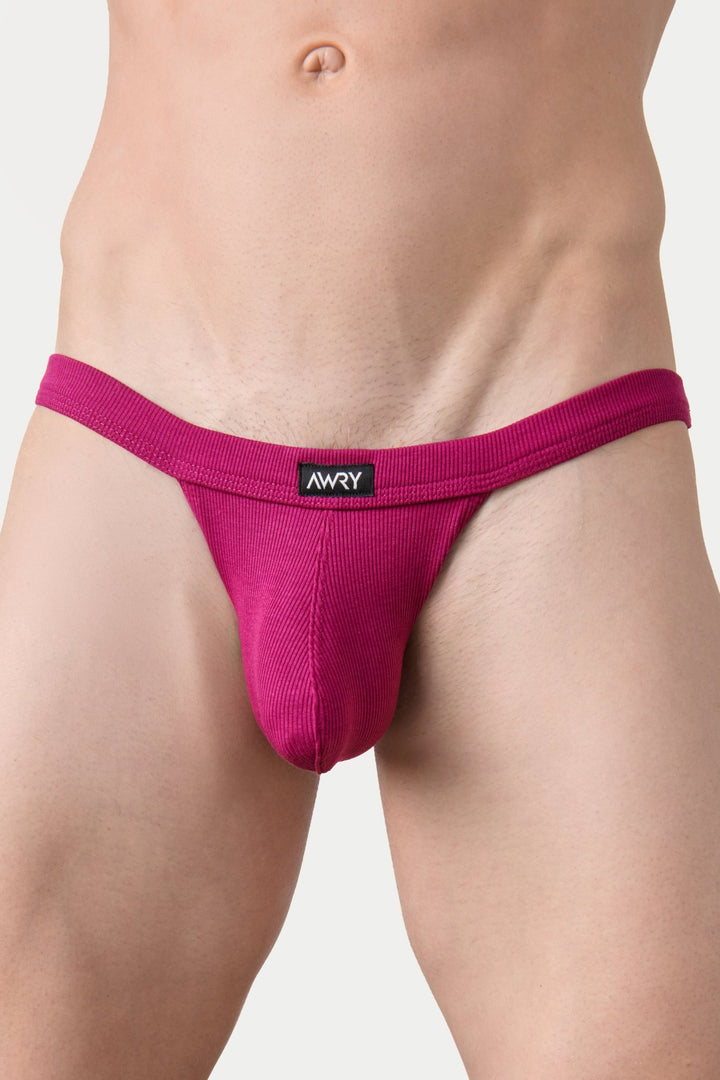 RIBBED Tanga Briefs - Raspberry - AWRY