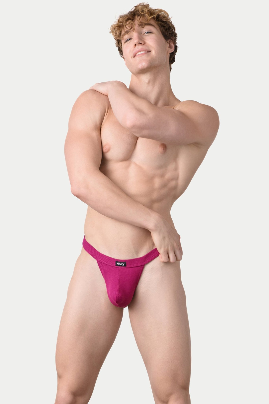 RIBBED Thong - Raspberry - AWRY