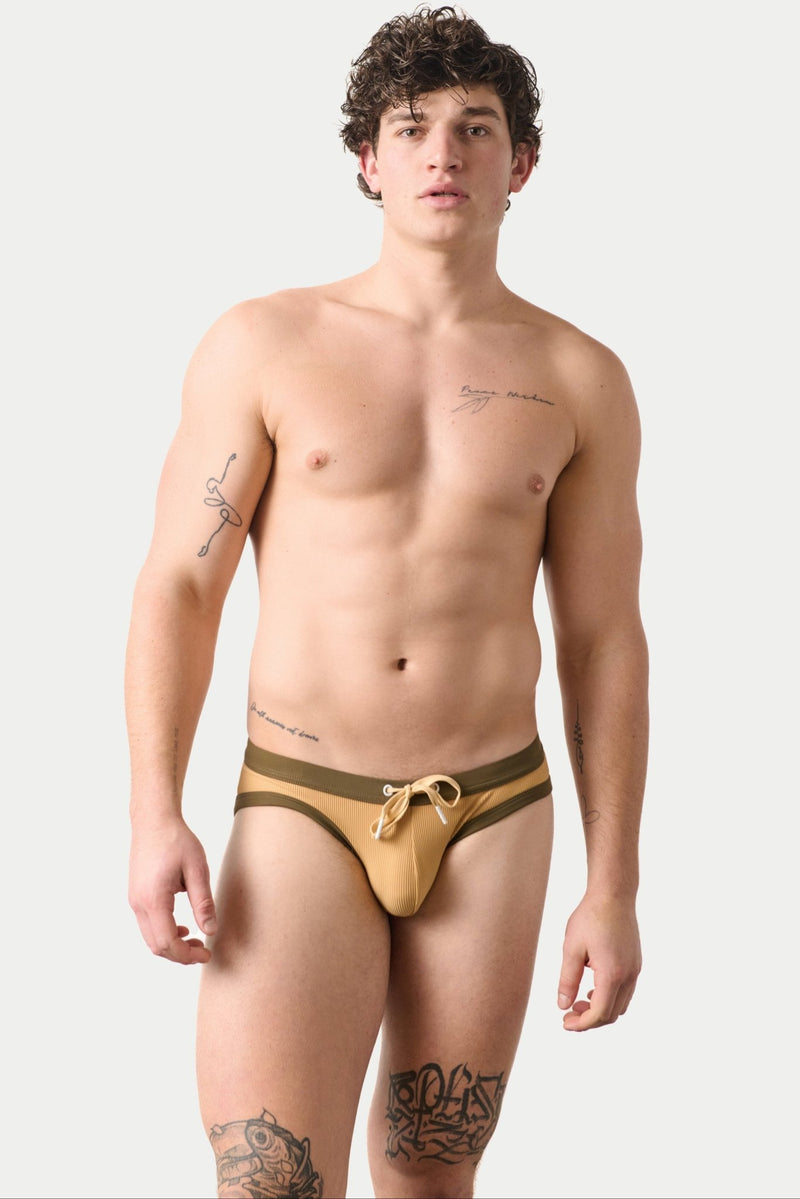 SURGE Contrast Swim Briefs - Sand - AWRY