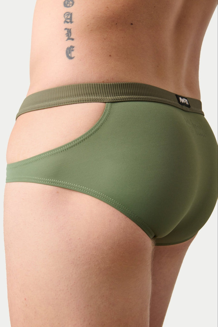 SURGE Split Swim Briefs - Army Green - AWRY
