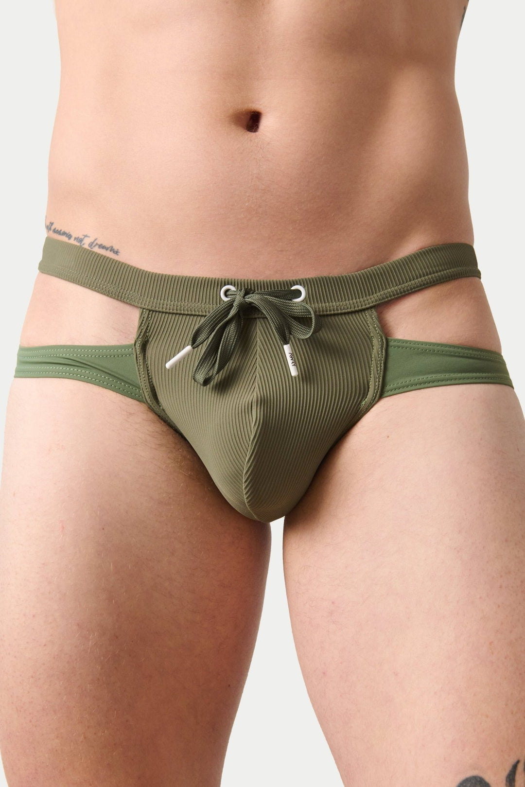 SURGE Split Swim Briefs - Army Green - AWRY