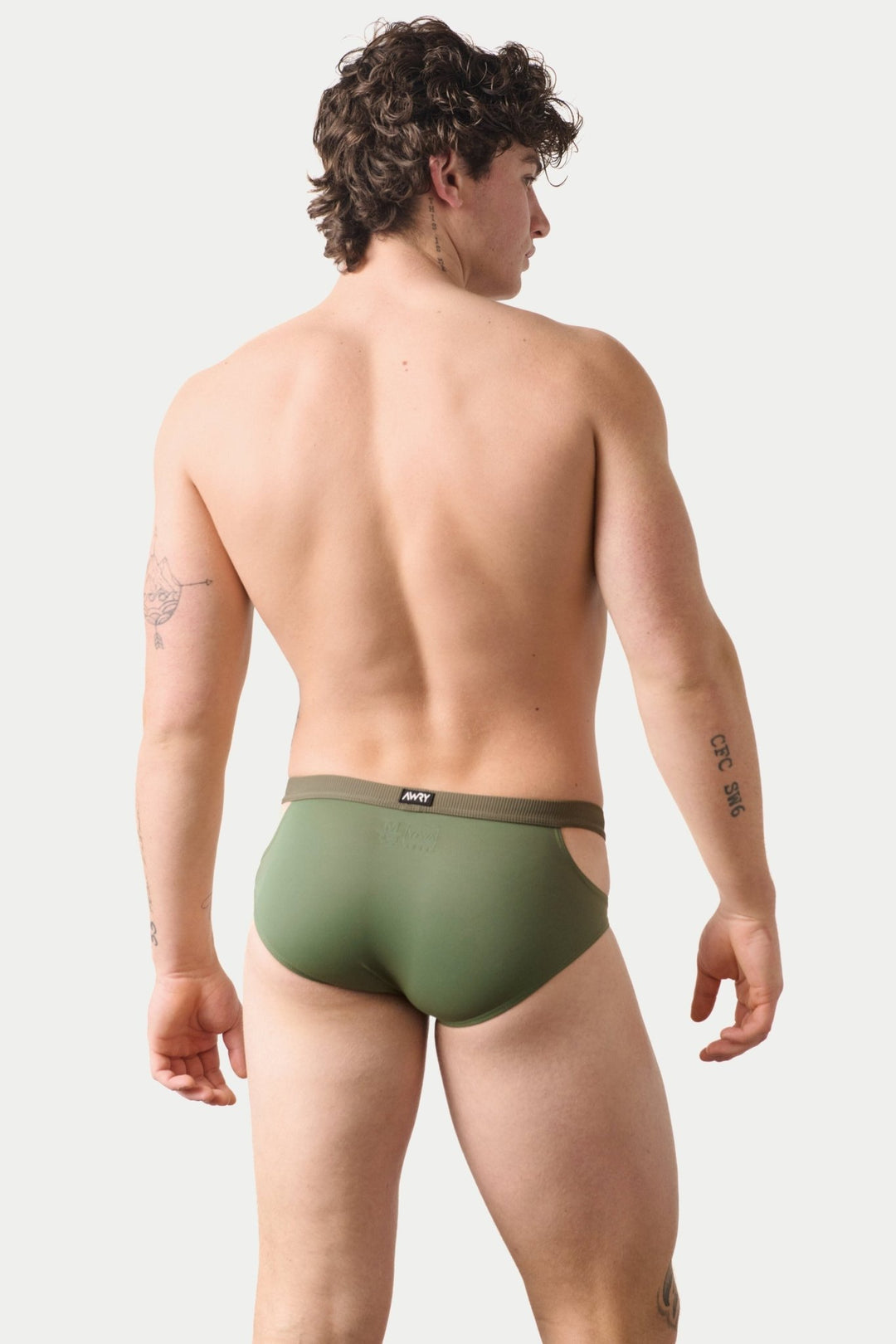 SURGE Split Swim Briefs - Army Green - AWRY