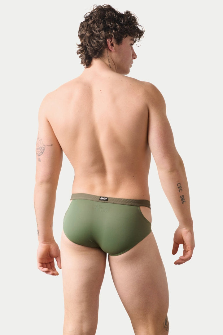 SURGE Split Swim Briefs - Army Green - AWRY