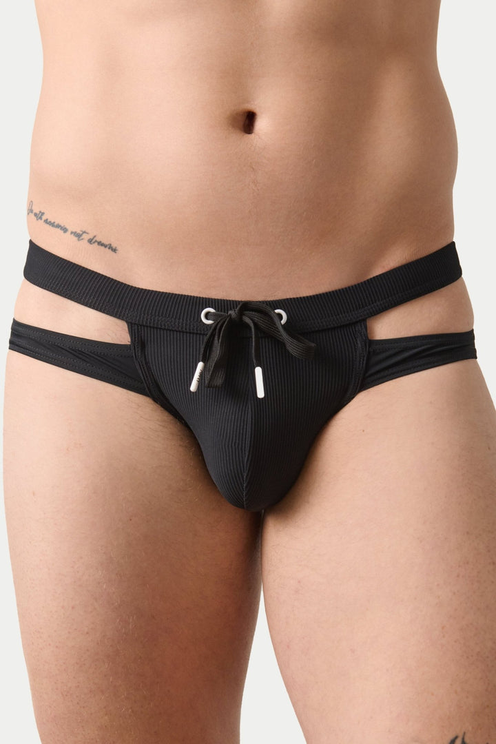 SURGE Split Swim Briefs - Black - AWRY