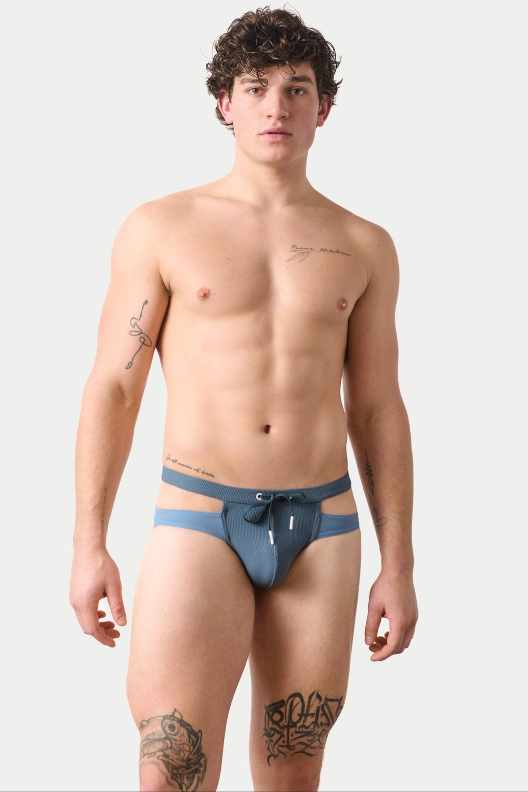 SURGE Split Swim Briefs - Steel Blue - AWRY