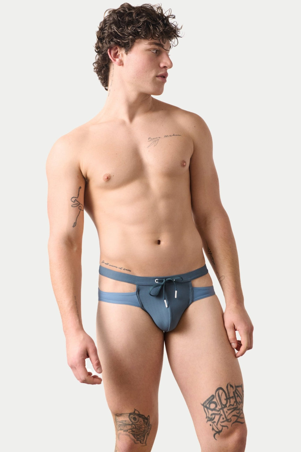 SURGE Split Swim Briefs - Steel Blue - AWRY