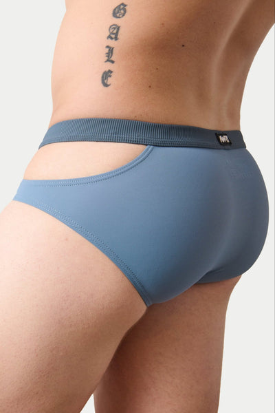 SURGE Split Swim Briefs - Steel Blue - AWRY
