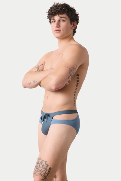 SURGE Split Swim Briefs - Steel Blue - AWRY