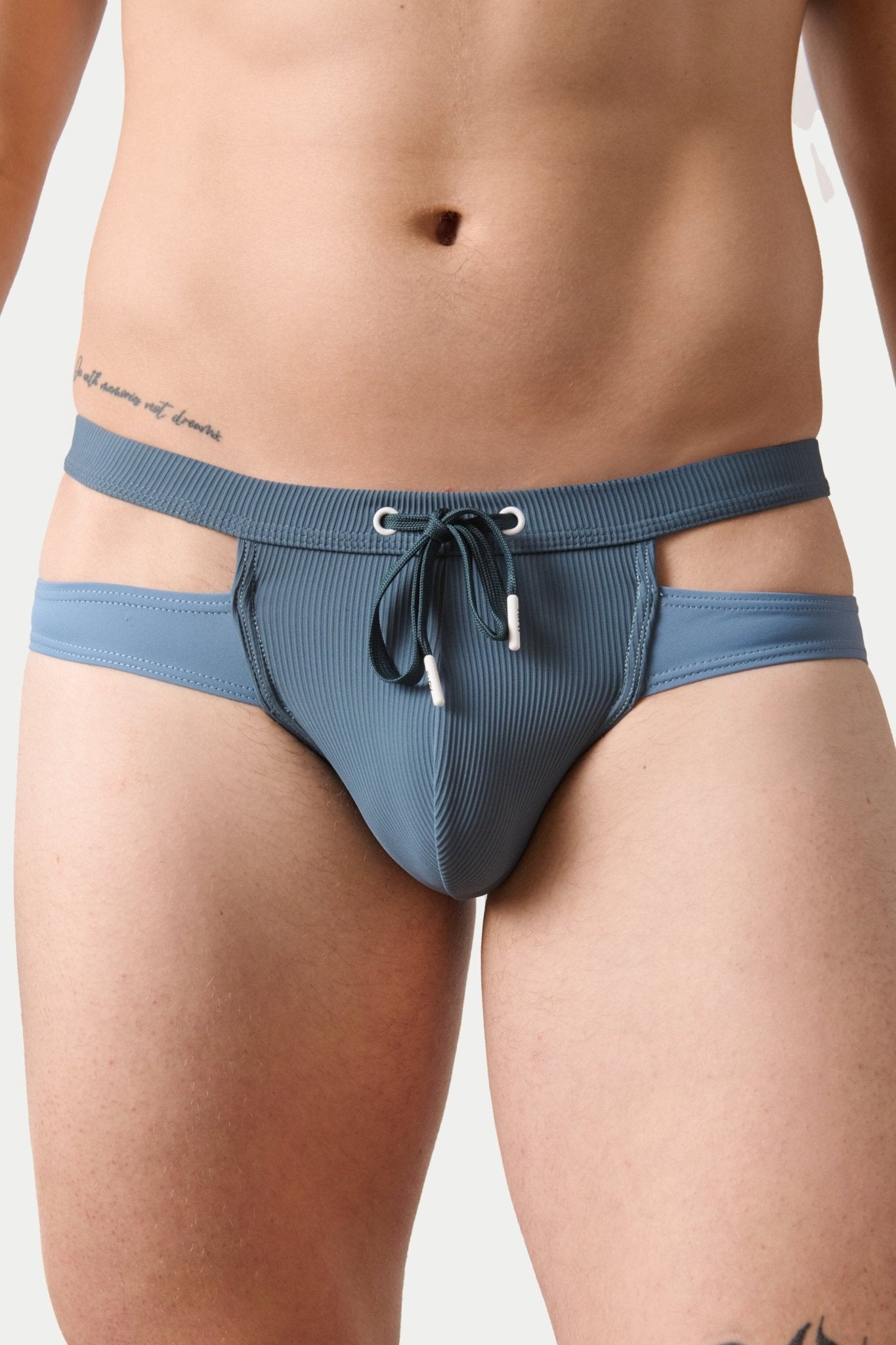 SURGE Split Swim Briefs - Steel Blue - AWRY