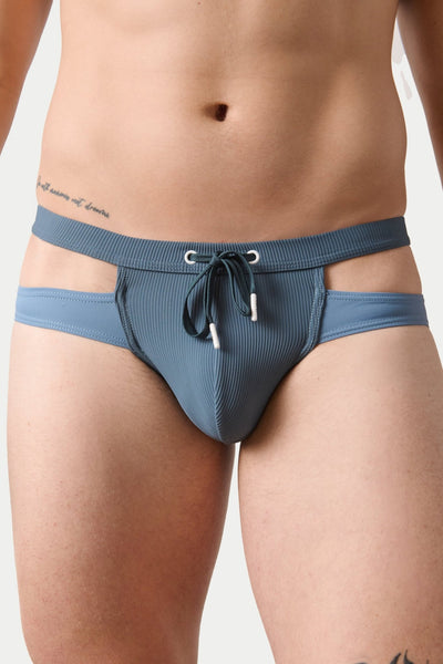 SURGE Split Swim Briefs - Steel Blue - AWRY