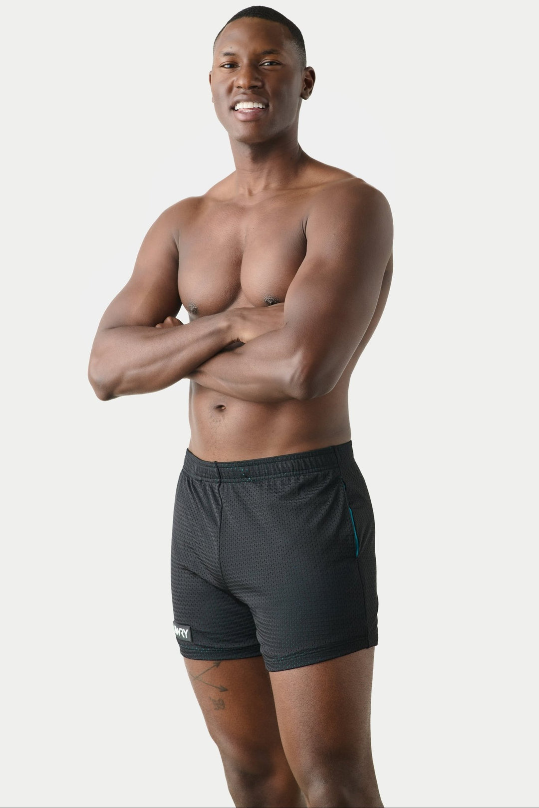 VARSITY Shorts - Black &amp; Teal - AWRY