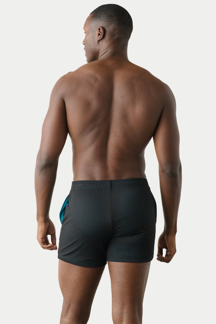 VARSITY Shorts - Black &amp; Teal - AWRY